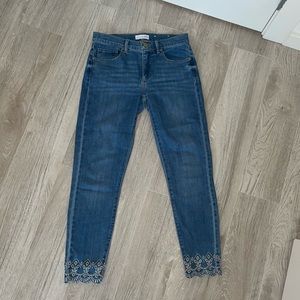 Loft cropped jeans with floral embroidery